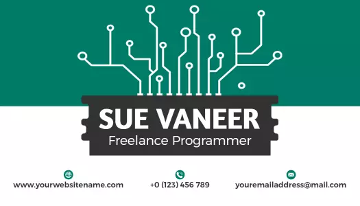 Modern Teal Circuit Board Freelance Programmer Business Card Template