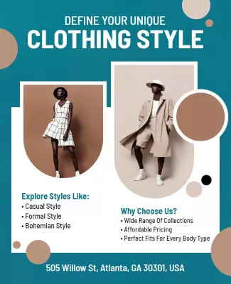 Modern Teal Fashion Style Guide Poster Template