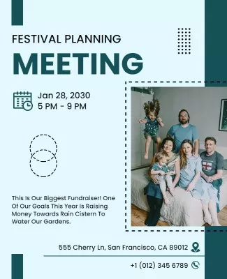 Modern Teal Festival Planning Meeting Invitation Poster Template