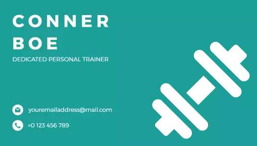 Modern Teal Fitness Personal Trainer Business Card Template
