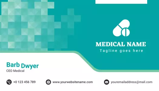 Modern Teal Medical Company Executive Business Card Template