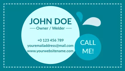 Modern Teal Metal Fabrication Welder Business Card Template