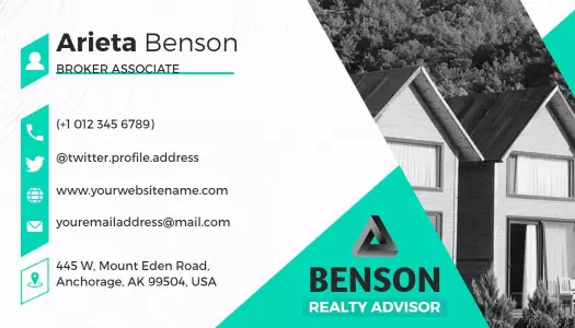 Modern Teal Real Estate Agent Professional Business Card Template