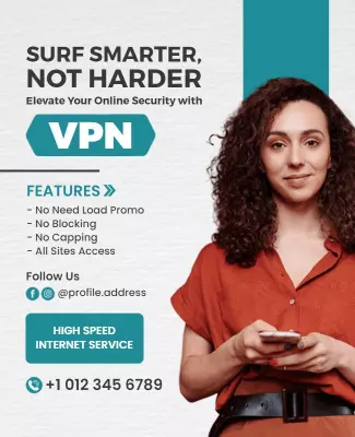 Modern Teal VPN Online Security Promotion Poster Template