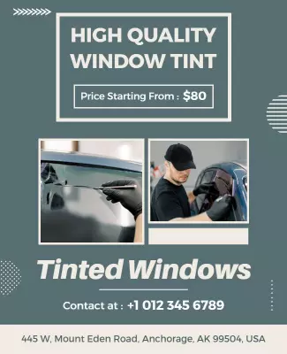 Modern Teal Window Tint Installation Service Poster Template
