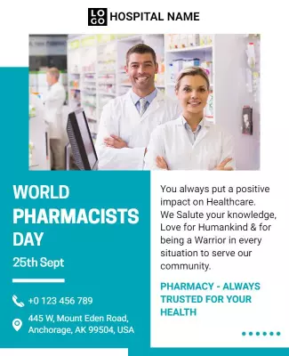 Modern Teal World Pharmacists Day Celebration Poster Template