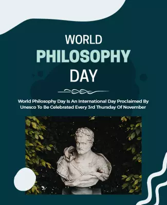 Modern Teal World Philosophy Day Celebration Poster Template