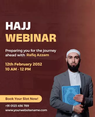 Modern Webinar Announcement for Hajj Journey Preparation Poster Template