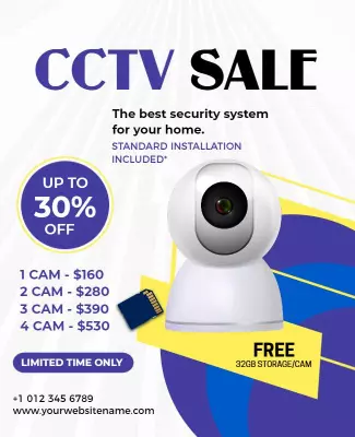 Modern White CCTV Security System Sale Poster Template