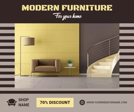 Modern Yellow and Brown Living Room Furniture Sale Ad Template