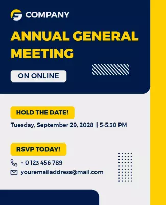 Modern Yellow and Dark Blue Annual General Meeting Poster Template