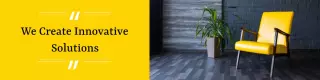 Modern Yellow and Gray Workspace with Innovative Solutions Banner Template