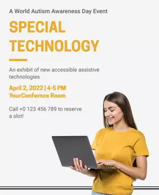 Modern Yellow Assistive Technology Awareness Event Poster Template