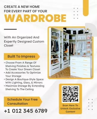 Modern Yellow Custom Closet Organization Services Poster Template