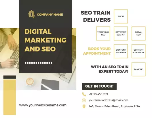 Modern Yellow Digital Marketing and SEO Services Brochure Template