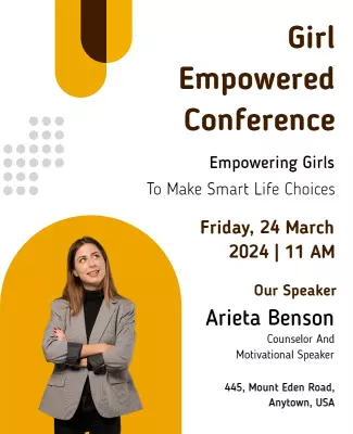 Modern Yellow Girl Empowered Conference Poster Template