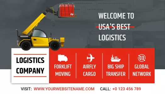 Modern Yellow Logistics Forklift Services Business Card Template