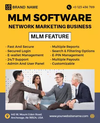 Modern Yellow MLM Software Network Marketing Business Poster Template
