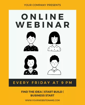 Modern Yellow Online Webinar Announcement Poster Template
