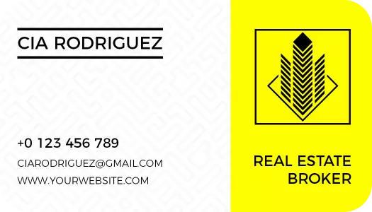 Modern Yellow Real Estate Broker Rounded Corner Business Card Template