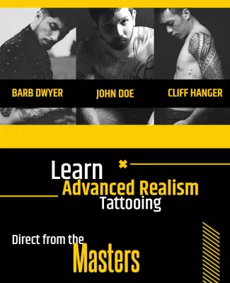 Modern Yellow Tattoo Art Workshop Poster Template