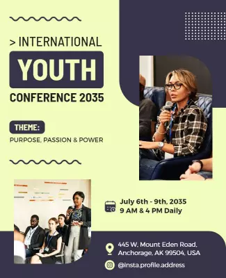 Modern Youth Conference with Green and Black Design Poster Template