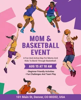 Mom and Basketball Event Flyer Template