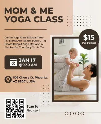 Mom and Me Social Yoga Class Flyer Template