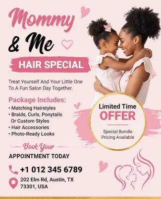 Mommy and Me Hair Salon Special Flyer Template