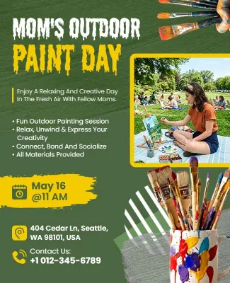 Moms Outdoor Painting Day Event Flyer Template