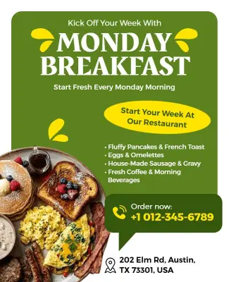Monday Breakfast Special Promotion Flyer Template