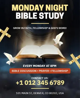 Monday Night Bible Study Fellowship Flyer Template