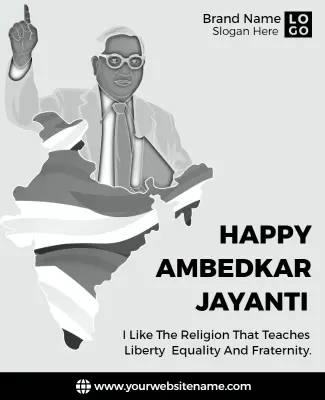 Monochrome Graphic Tribute for Ambedkar Jayanti Poster Template