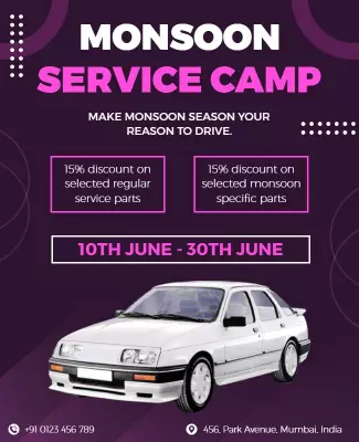 Monsoon Car Service Discount Camp Flyer Template