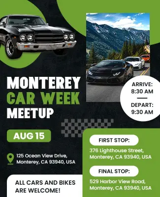 Monterey Car Week Meetup Flyer Template