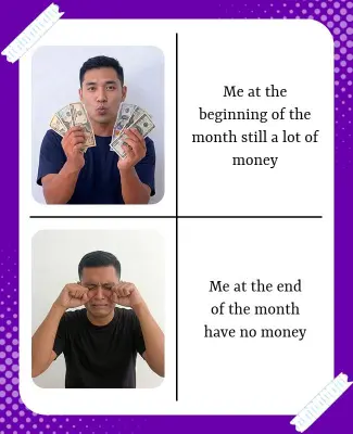 Monthly Budget Struggles Meme Poster Template