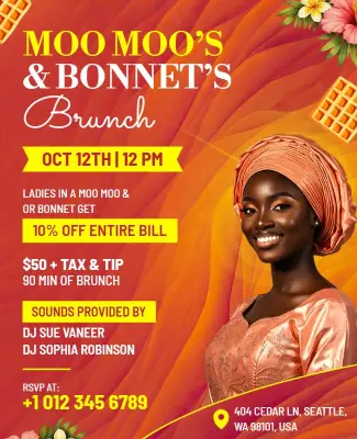 Moo Moo's and Bonnet's Themed Brunch Flyer Template