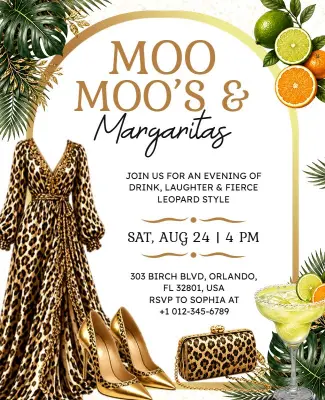 Moo Moo's and Margaritas Party Flyer Template
