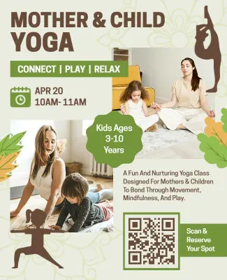 Mother and Child Yoga Relaxing Class Flyer Template