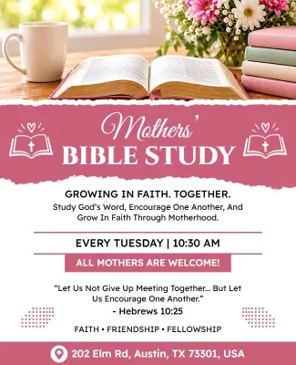 Mothers Bible Study Community Gathering Flyer Template