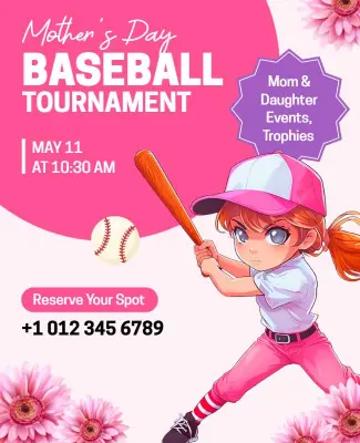 Mother's Day Baseball Tournament Flyer Template