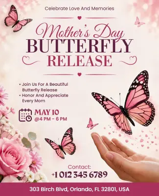 Mother's Day Butterfly Release Event Flyer Template