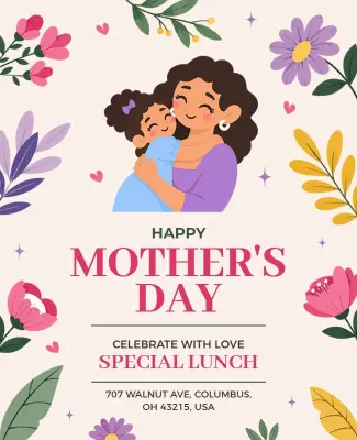 Mother's Day Celebration Lunch Invitation Poster Template