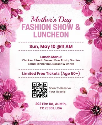 Mothers Day Fashion Show Luncheon Flyer Template
