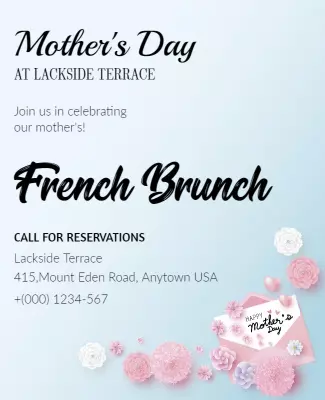 Mothers Day French Brunch Celebration Flyer Template