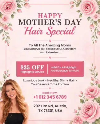 Mother's Day Hair Special Promotion Flyer Template