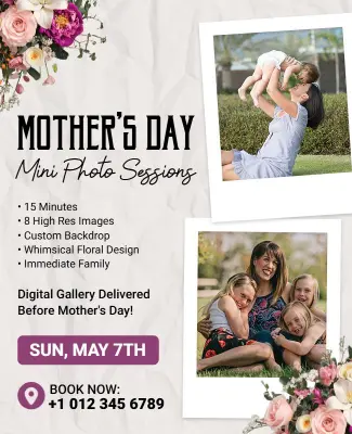 Whimsical Floral Mother's Day Photography Session Flyer Template
