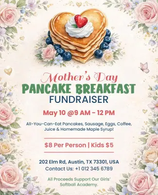 Mother's Day Pancake Breakfast Fundraiser Flyer Template