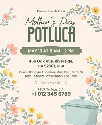 Mother's Day Potluck Event Flyer Template