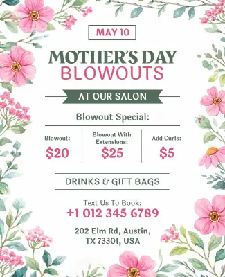 Mother's Day Salon Blowout Special Flyer Template